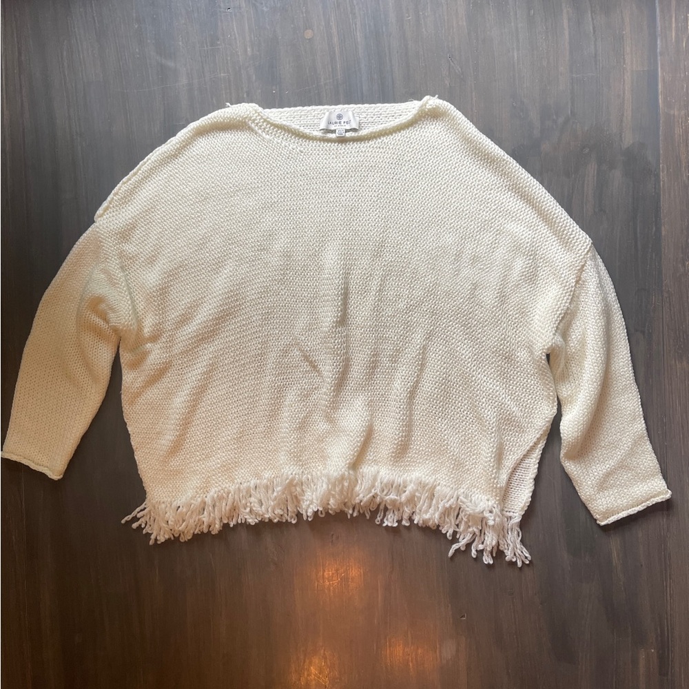 Laurie Felt Cream Fringe Sweater
